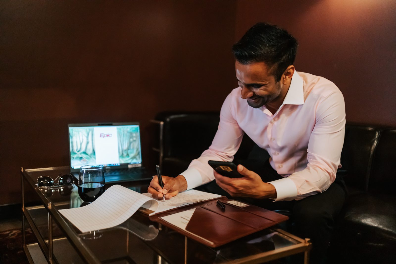Chin Weerappuli working with an Epic laptop