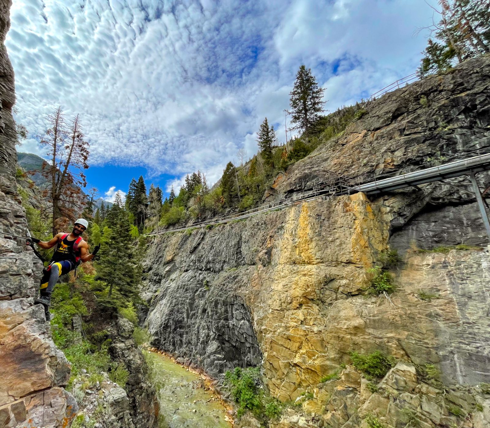 Via ferrata above a canyon